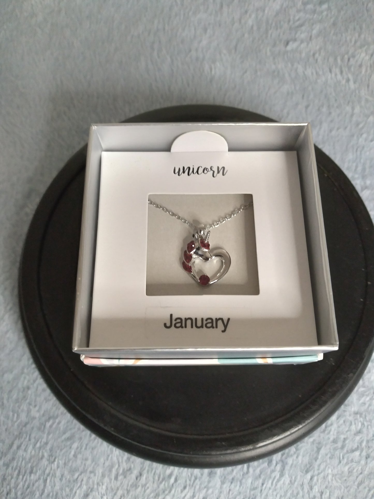 Sterling silver unicorn birthstone necklace