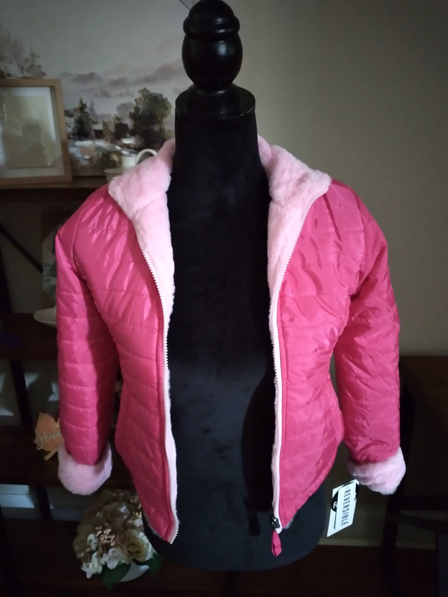 Liv & Lottie Pink Reversible Faux/ Fur Jacket