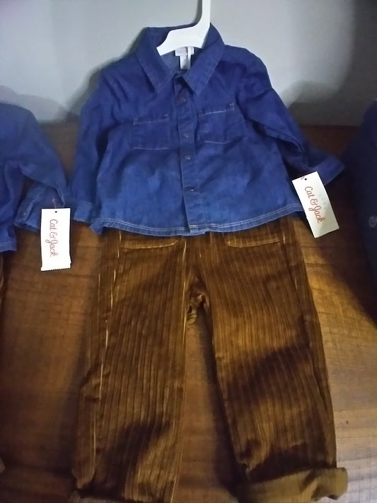 2 piece Jean top and Corduroy pants set