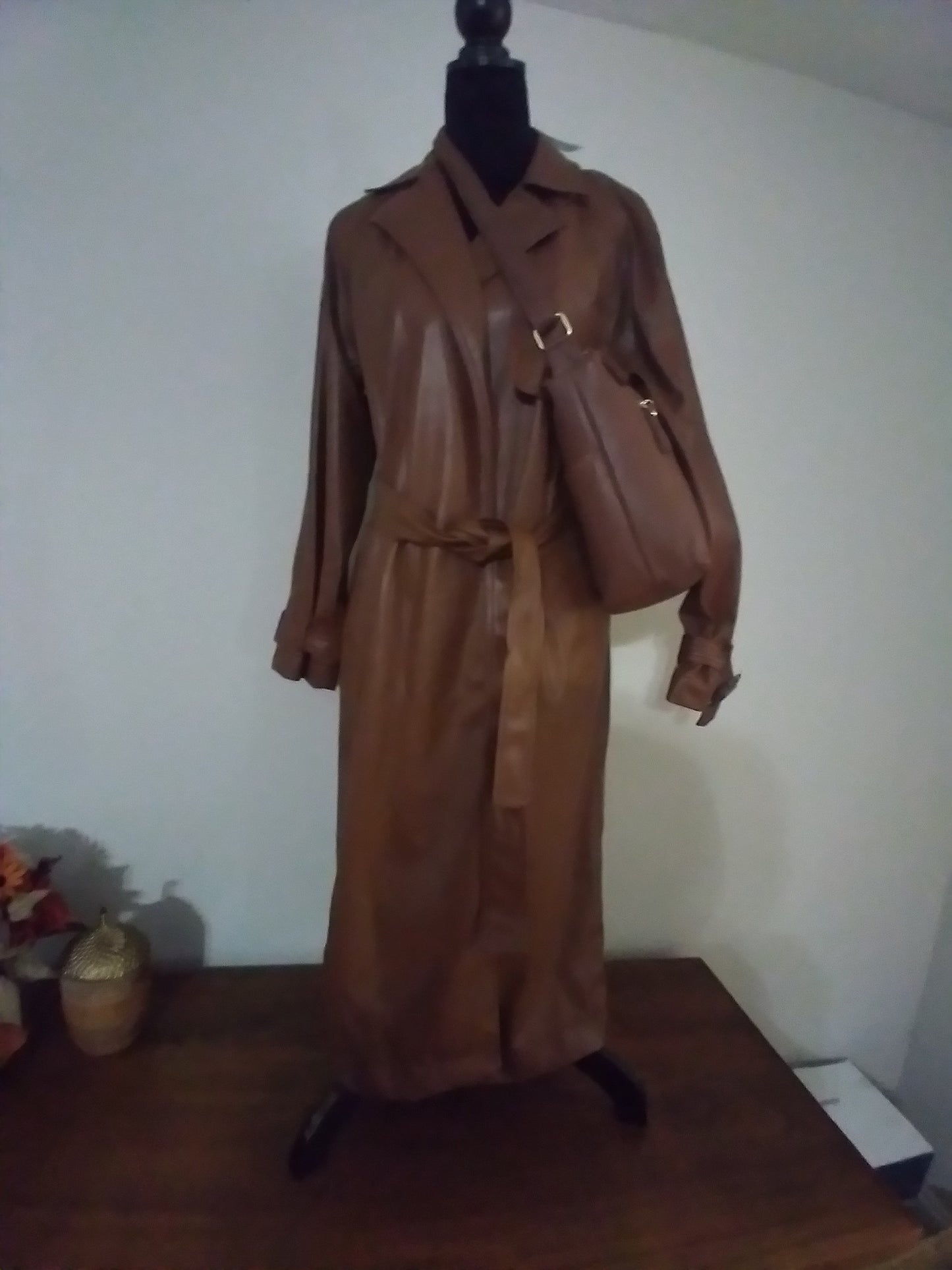 NINE WEST  FAUX LEATHER  TRENCH COAT