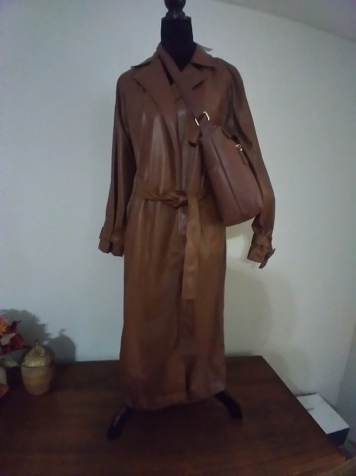 NINE WEST  FAUX LEATHER  TRENCH COAT