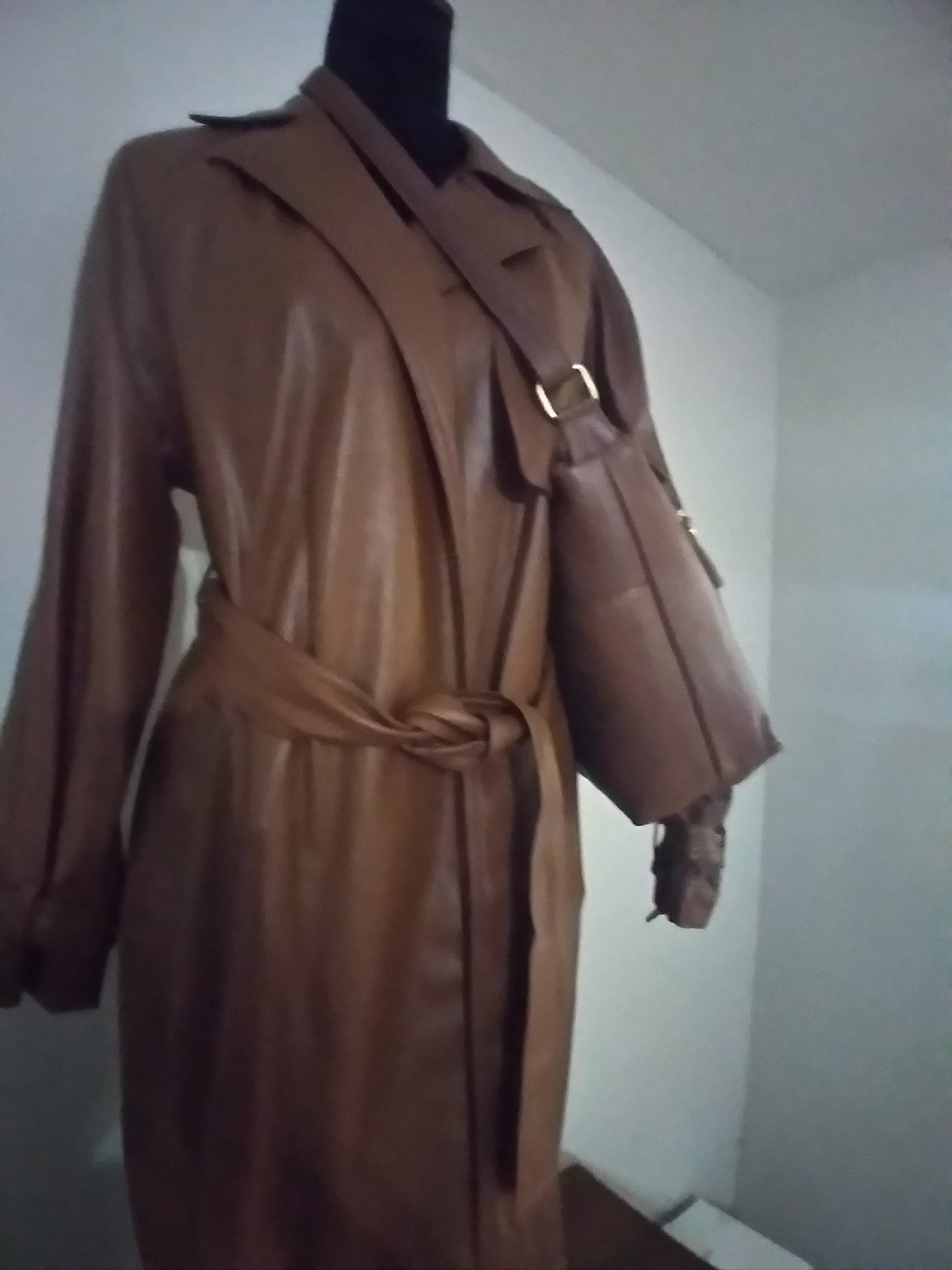 NINE WEST  FAUX LEATHER  TRENCH COAT