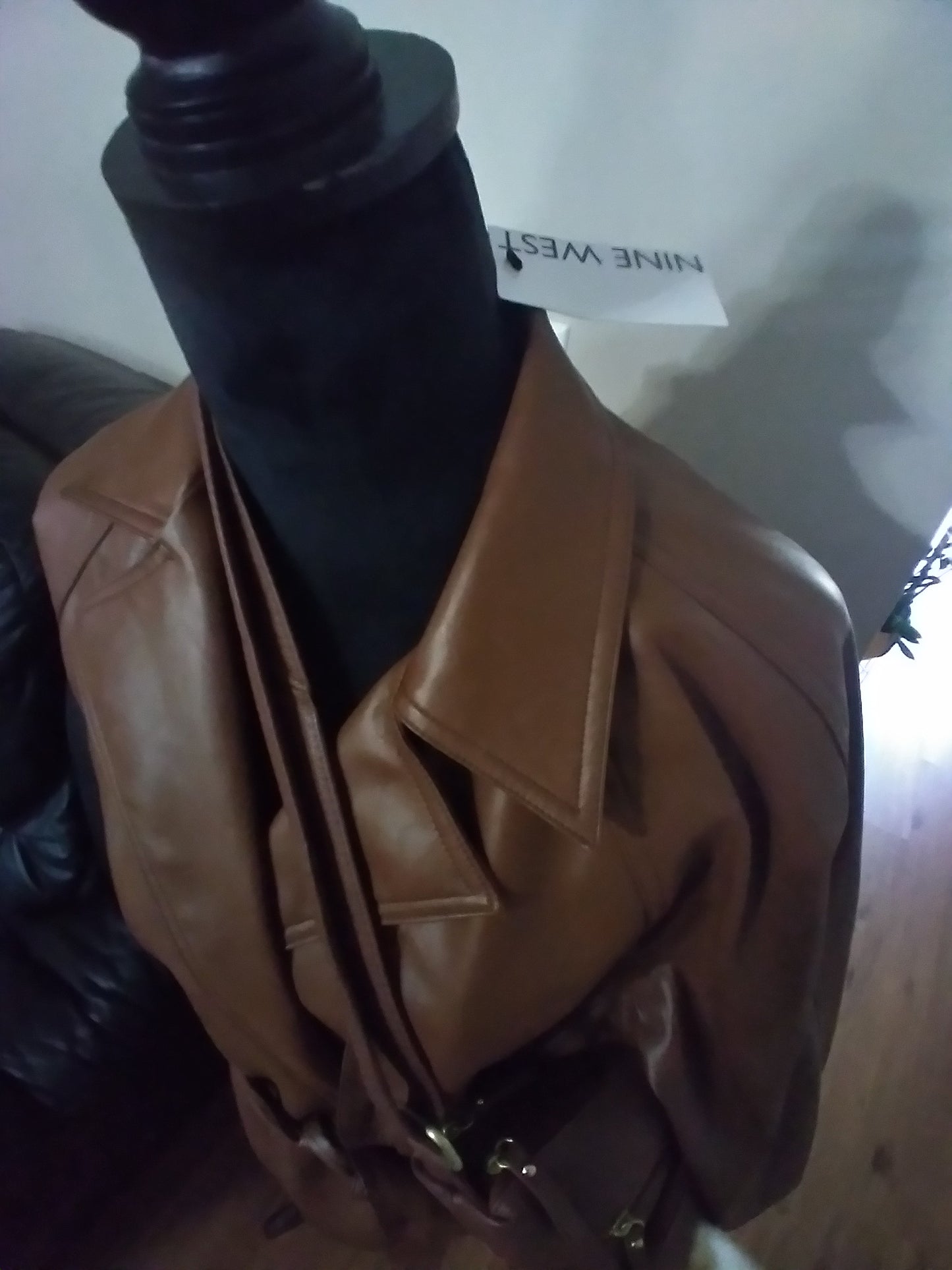 NINE WEST  FAUX LEATHER  TRENCH COAT