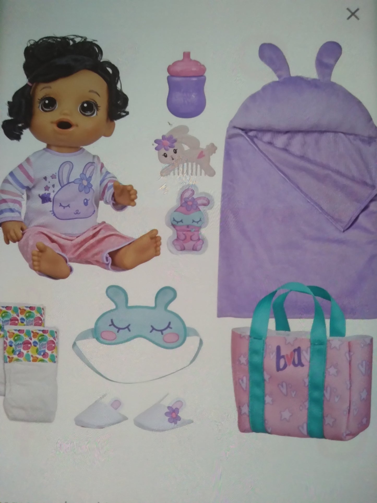 BABY ALIVE BUNNY SLEEP OVER BABY DOLL BEDTIME THEMED 12 INCH DOLL WITH ACCESSORIES